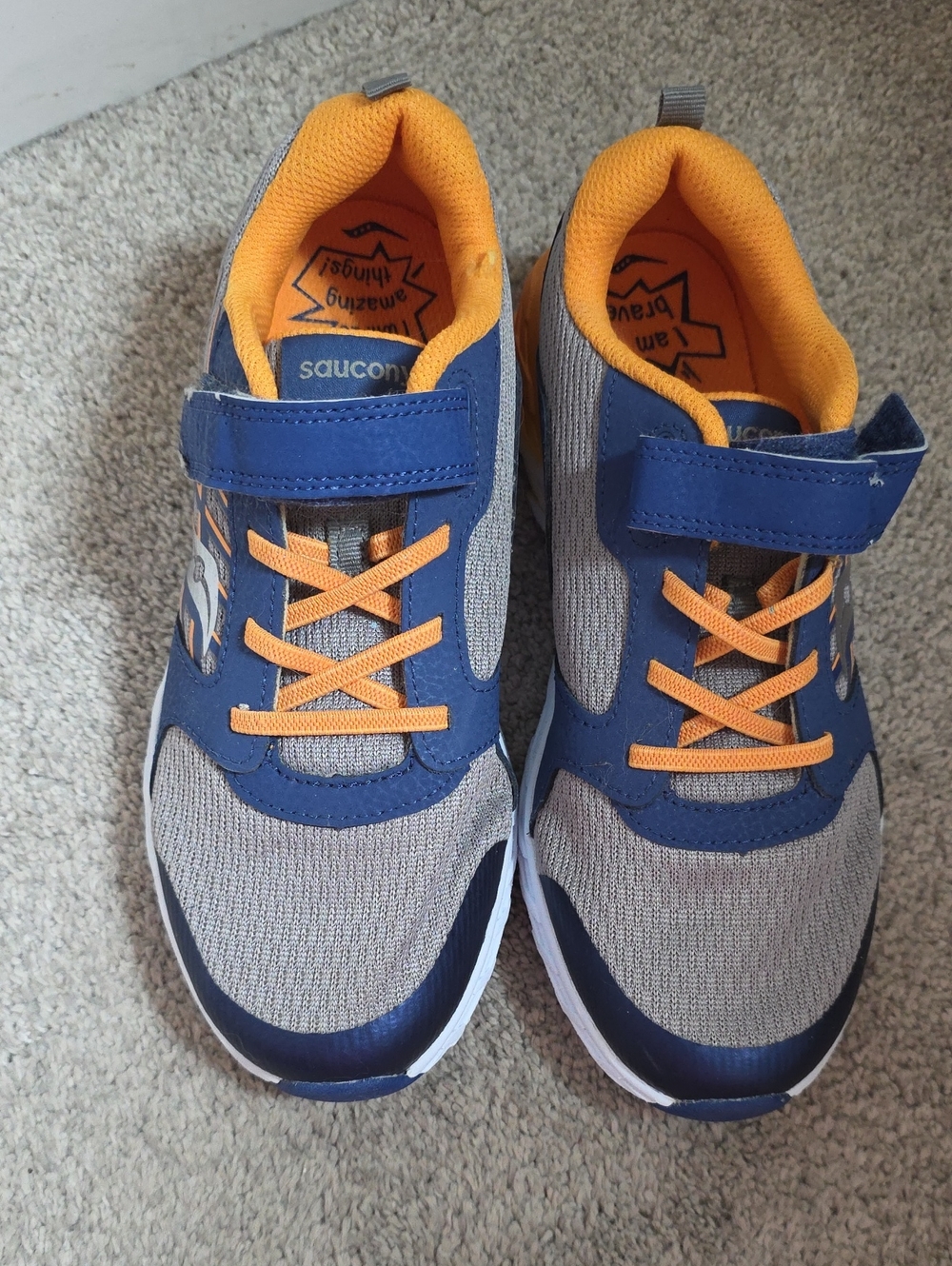 Saucony Kids Gray, Blue & Orange Athletic Sneakers